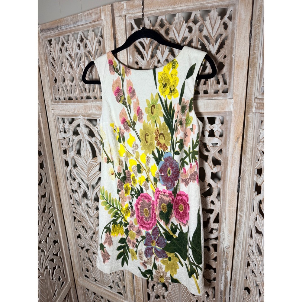 Plenty by Tracy Reese Floral Shift Dress White Sleeveless Cotton BKNC17 Size 4 - Picture 2 of 8